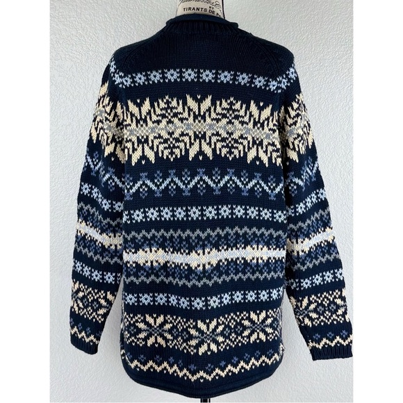 Eddie Bauer Men’s Vintage Nordic Fair Isle Snowflake Ski Sweater, size Large - Picture 6 of 9